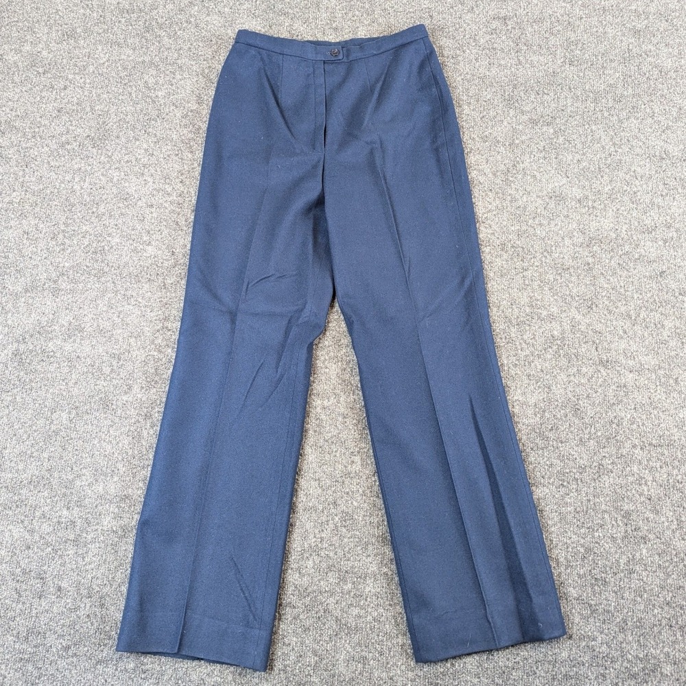 Vintage Pendleton Wool Trousers Navy Blue High Waist Straight Leg Pants USA 16